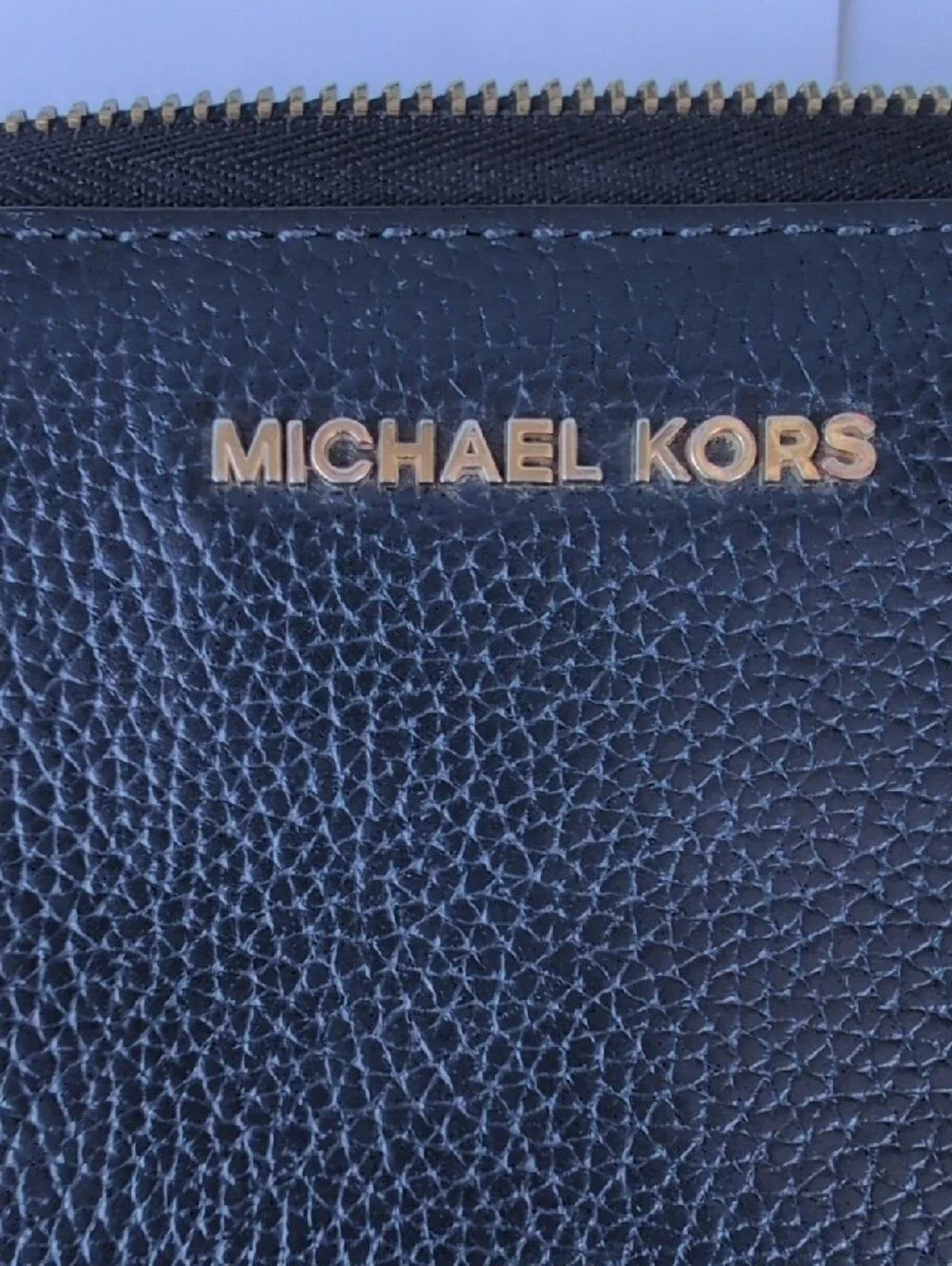 Michael Kors Navy Blue Pebbled Leather Zip-Around Wristlet, NWOT